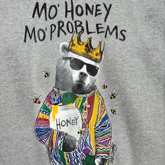 NWOT RIOT SOCIETY MO' HONEY MO' PROBLEMS ARTIST URBAN CREW GRAY SWEATSHIRT LARGE - Picture 2 of 7